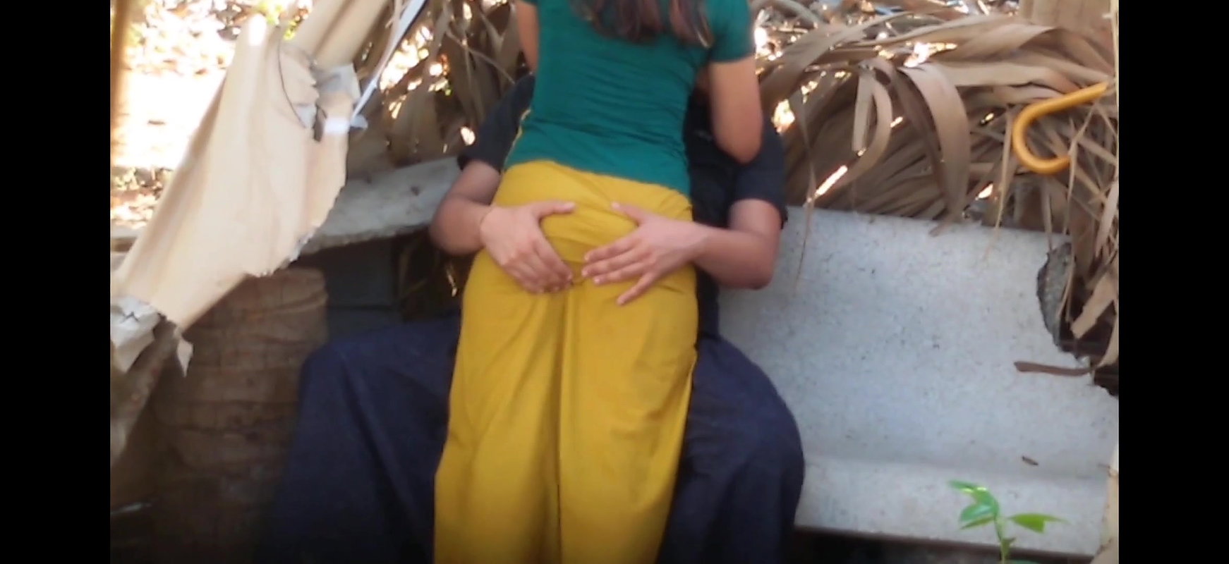 Girlfriend ass squeezed hard by bf outdoor