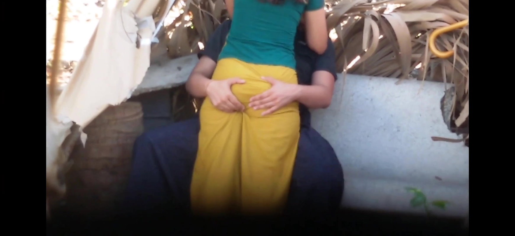 Girlfriend ass squeezed hard by bf outdoor