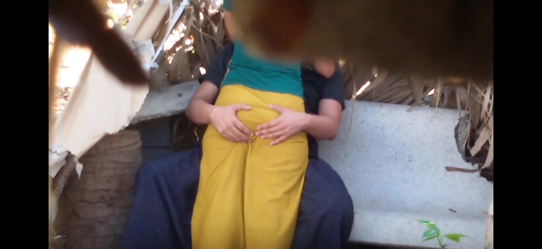 Girlfriend ass squeezed hard by bf outdoor