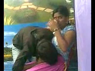 horny young lover kissing in a studio