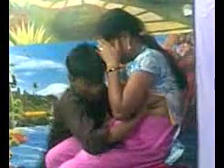 horny young lover kissing in a studio