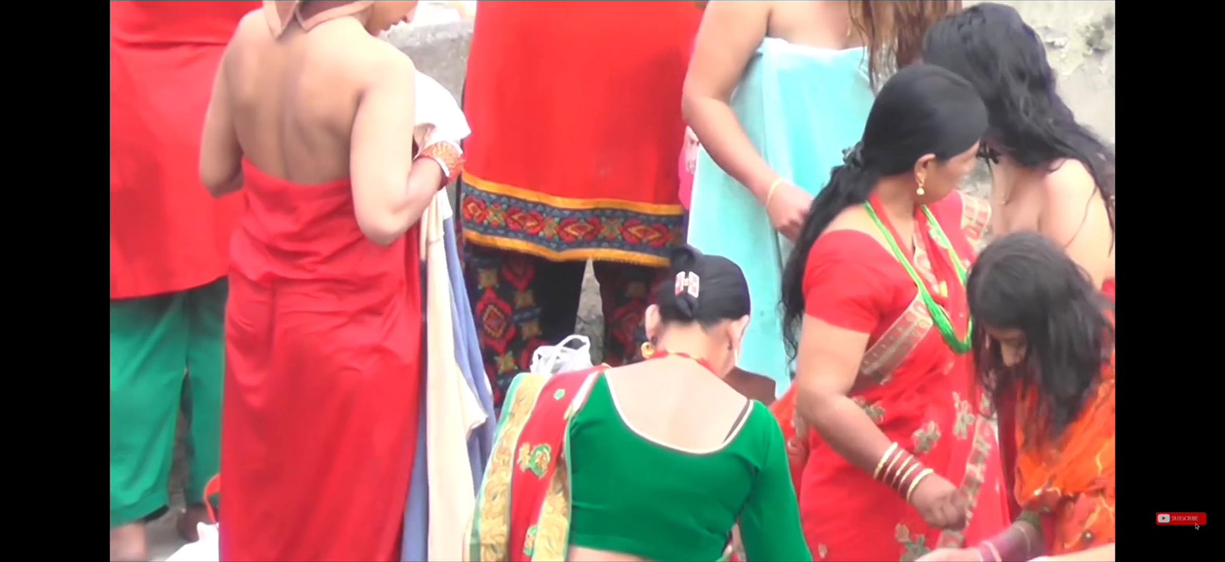 Lady wearing panty after bath outdoor