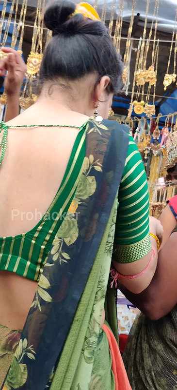 Milky white backless bhabhi,  close up