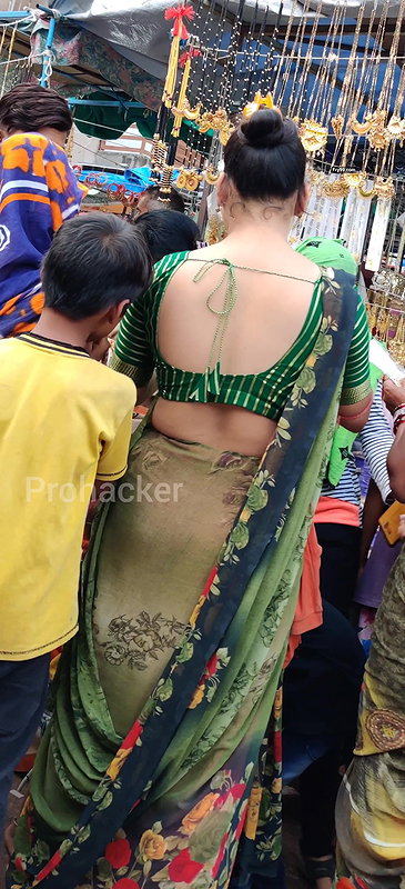 Milky white backless bhabhi,  close up