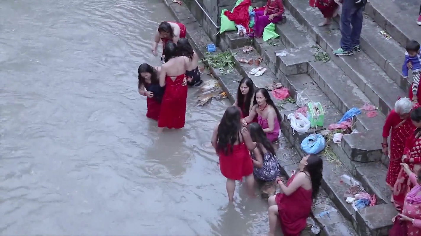 Nepali lady open bath.mkv