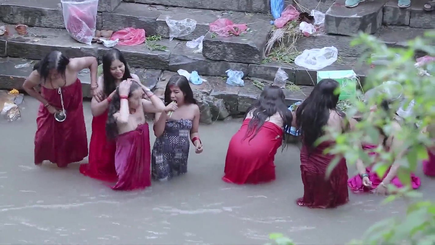 Nepali lady open bath.mkv