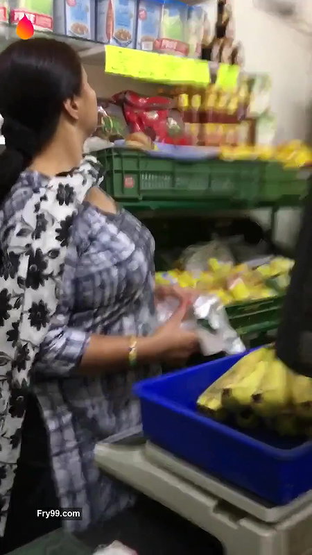 shopkeeper aunty huge boobs in black churidhar
