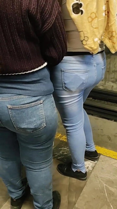 Two fat ass girls waiting for metro