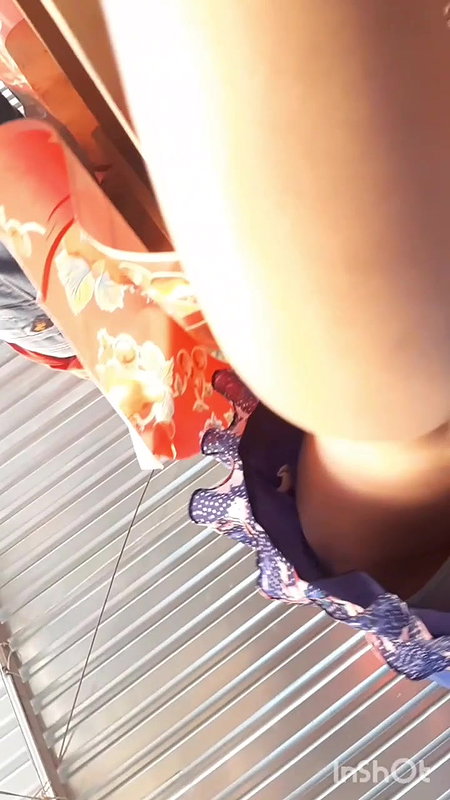 Upskirt capture – ass cheeks and panty visible