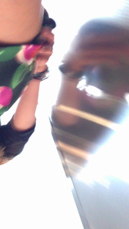 Upskirt thighs and ass closeup on escalator.MOV