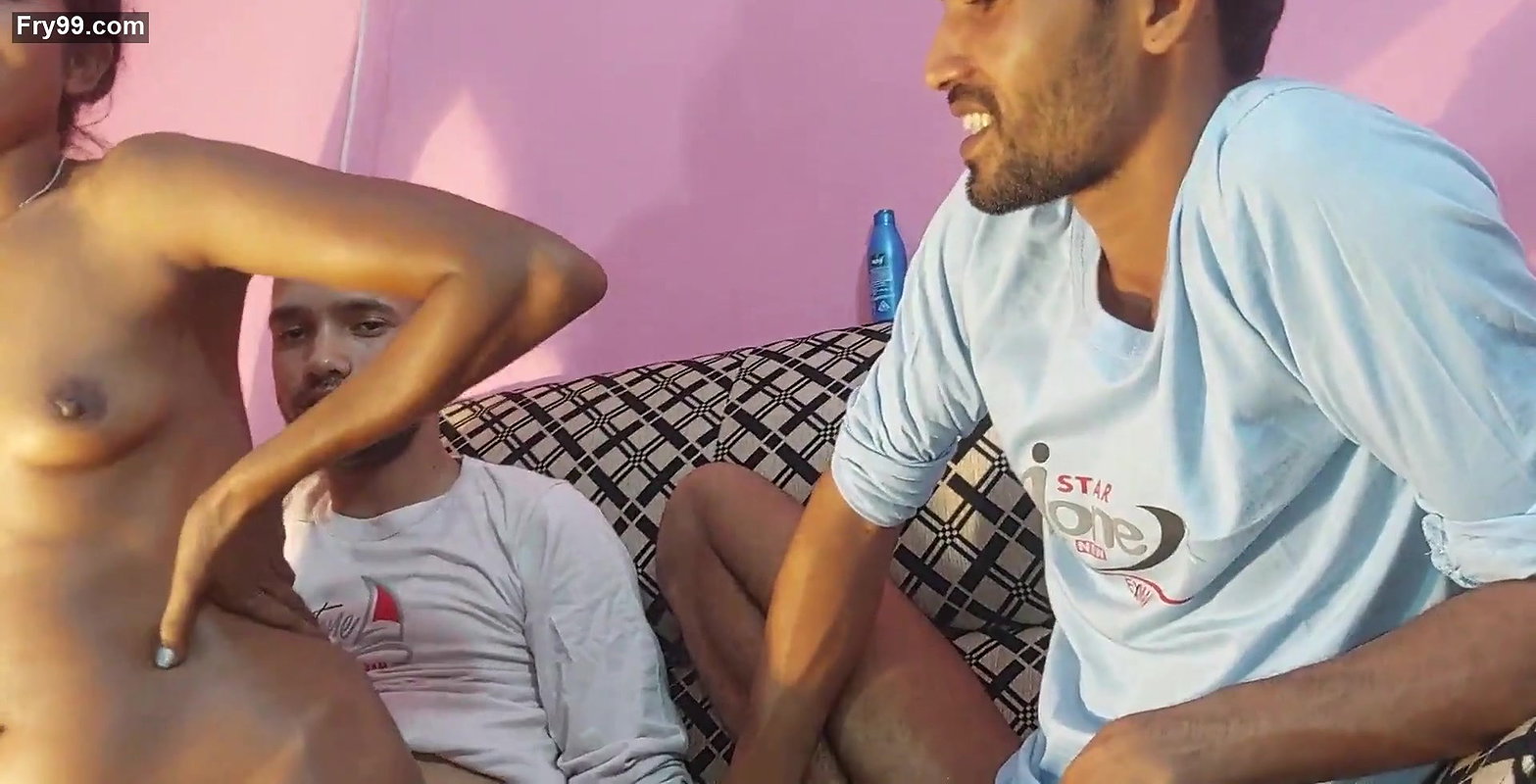 Amateur threesome Desi village girl having sex with two boyfriends