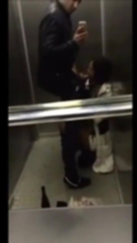 Naughty Girls Sucking Best Friends Dick in Lift