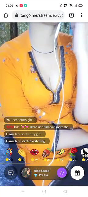 Paki girl showing boobs and pussy on tango premium