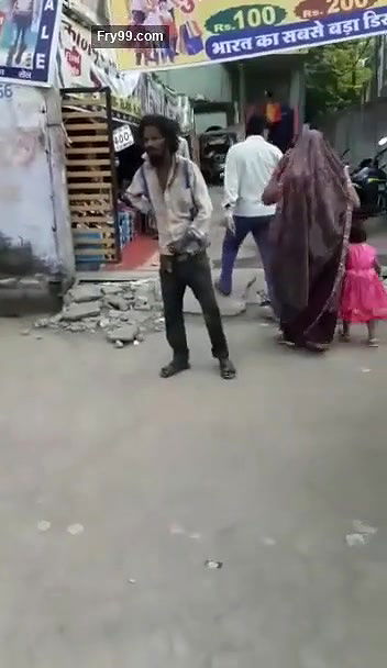 Indian Mad Man Handing Open Road