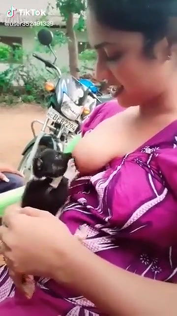 Puppy sucking milk from a desi wife’s boobs directly tiktok