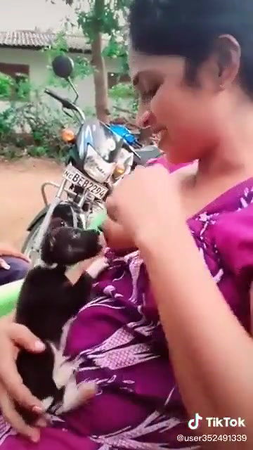 Puppy sucking milk from a desi wife’s boobs directly tiktok