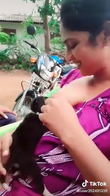 Puppy sucking milk from a desi wife’s boobs directly tiktok