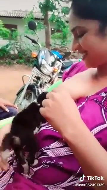 Puppy sucking milk from a desi wife’s boobs directly tiktok