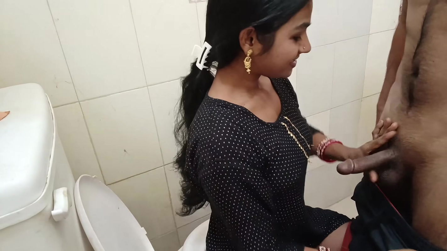 While Bhabhi was sitting on the toilet doing potty, I was watching porn and fingering her pussy. Then I went in and fucked her p