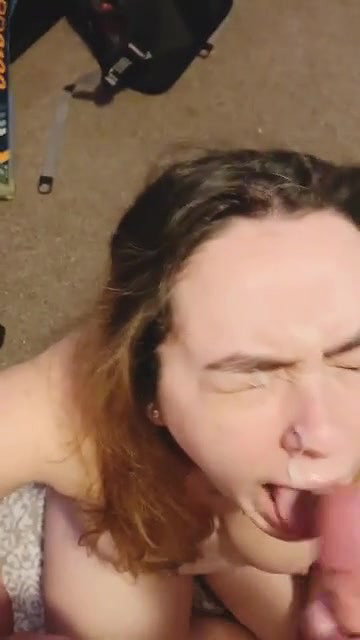 Amazing Babe Gets Cum All Over Her Face
