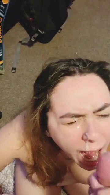 Amazing Babe Gets Cum All Over Her Face