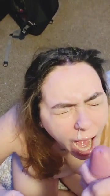 Amazing Babe Gets Cum All Over Her Face