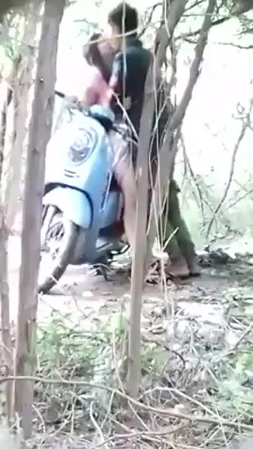 Asian lover fucking outdoor standing