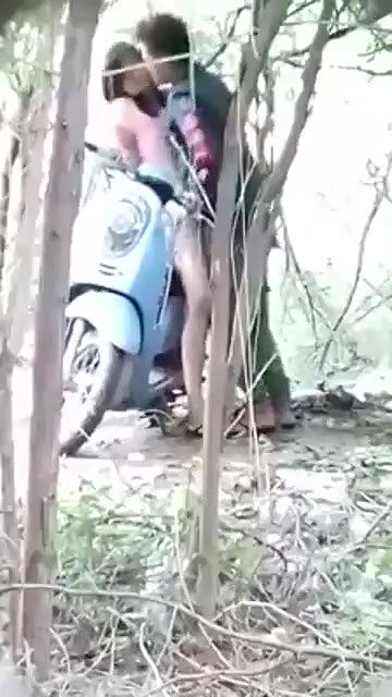 Asian lover fucking outdoor standing