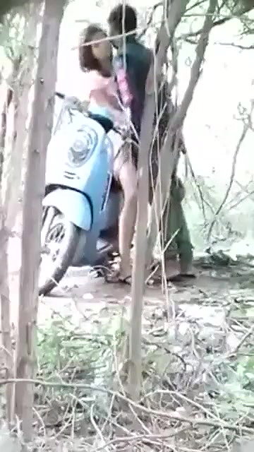 Asian lover fucking outdoor standing