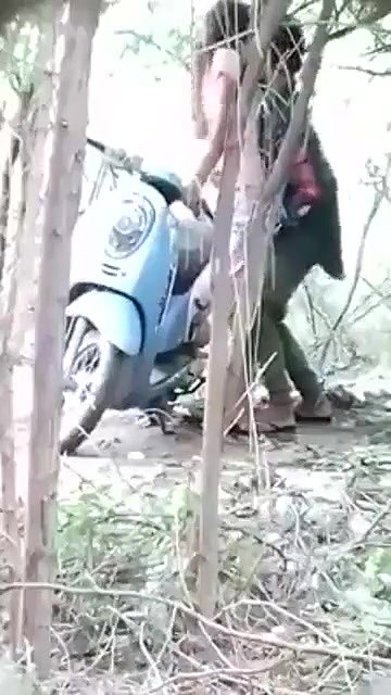 Asian lover fucking outdoor standing