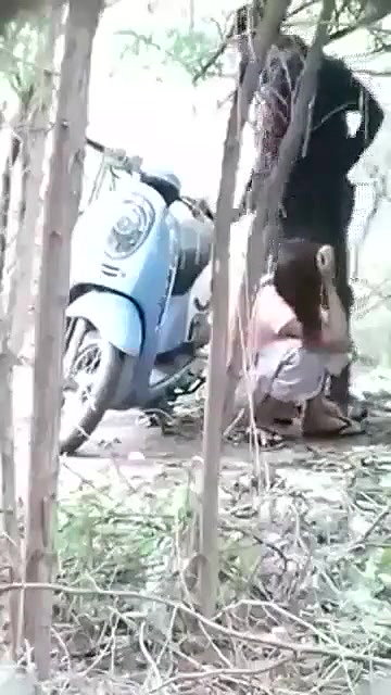 Asian lover fucking outdoor standing