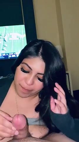 BBW Cutie Head While Watching Football