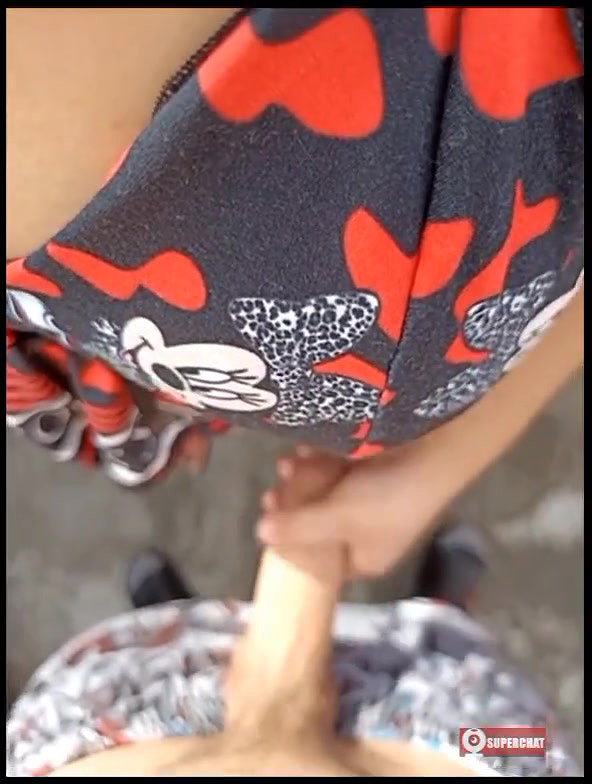 Beautiful girl handjob at public street