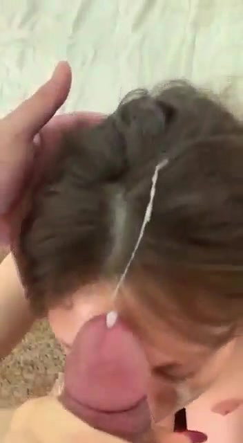 Cute girl gets cum on her face