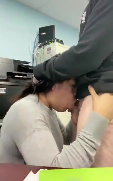 Horny Asian Coworker Sucking at the Office
