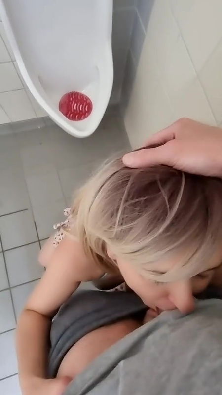 Mature MILF With Big Boobs Sucks Dick In Restroom