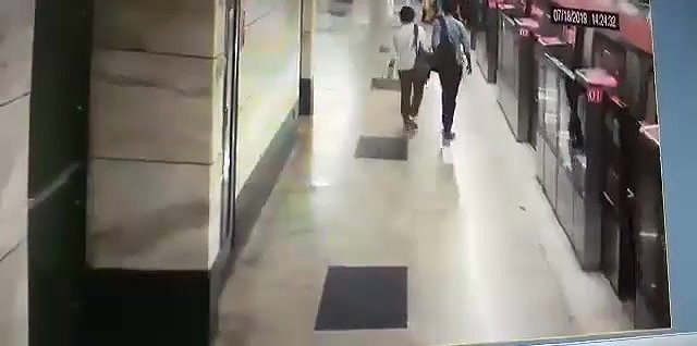 Metro station blowjob young couple
