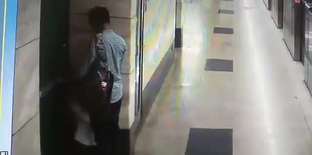 Metro station blowjob young couple