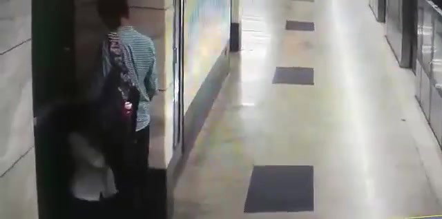 Metro station blowjob young couple