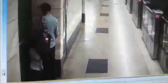 Metro station blowjob young couple
