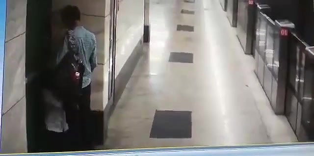 Metro station blowjob young couple