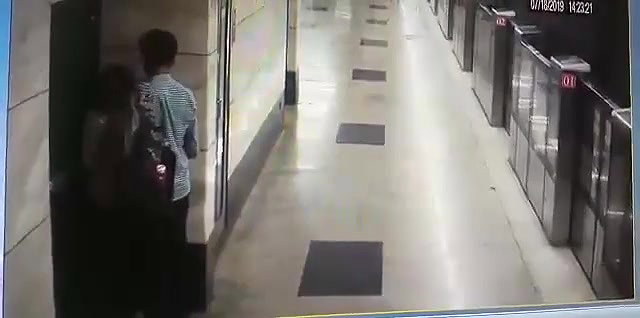Metro station blowjob young couple