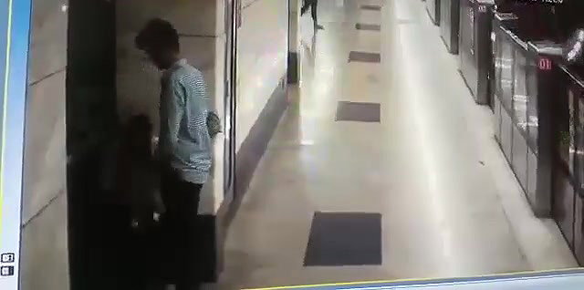 Metro station blowjob young couple