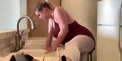 mom and boy in kitchen