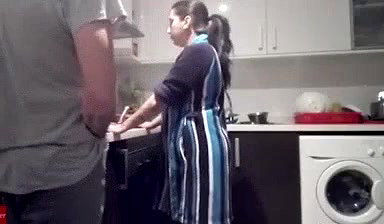 son fucking his mom in kitchen