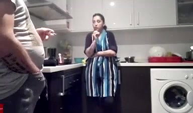 son fucking his mom in kitchen