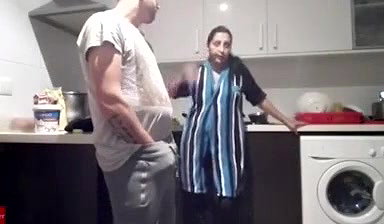 son fucking his mom in kitchen