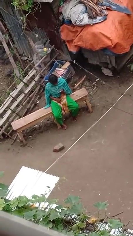 Cute Young Girl Fingaring Public Place Watching Video