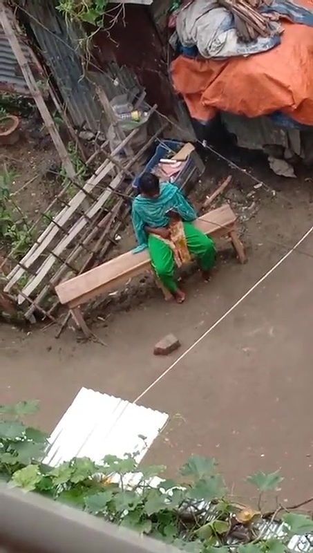 Cute Young Girl Fingaring Public Place Watching Video