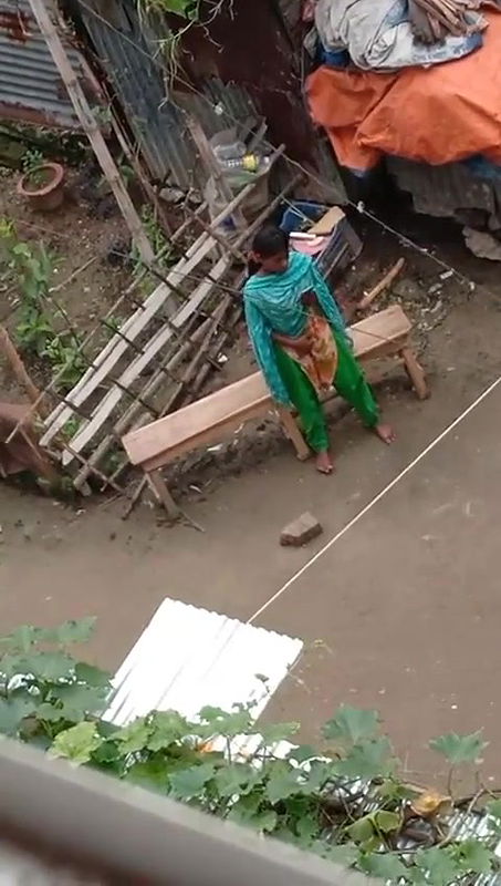 Cute Young Girl Fingaring Public Place Watching Video